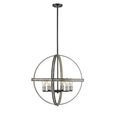 Z-Lite Kirkland 6 Light Pendant, Ashen Barnboard 472B26-ABB